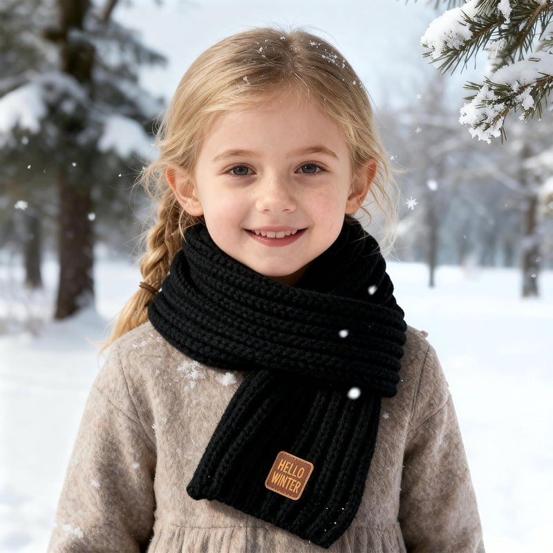 Hello Winter Kids Scarf Winter Neck Warmer Toddler Neck Scarf Girls Thick Scarves Boys Warm Neck Warp 2-12 Years - Image 5